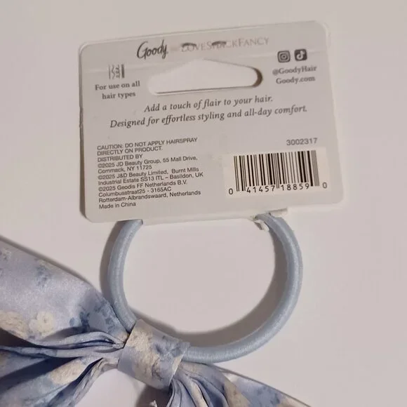 LoveShackFancy X Goody NWT Blue Floral Bow Hair Elastic Coquette Feminine Rococo - Picture 5 of 5
